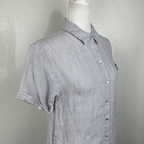 C&C California Linen Shirt Dress Women Small Short Sleeve Button Up Collared - Picture 11 of 14